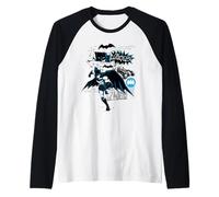 Batman Running Black and Blue Kanji Manche Raglan