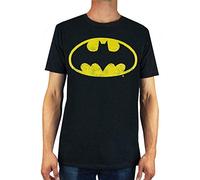 Batman T-Shirt Distressed Logo Hommes Adultes DC Comics Cadeau Chemise Noire Top XL