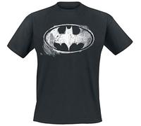 Batman - T-Shirt (Unisex-X) Logo Mono Distressed (Black) [Import]