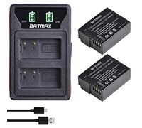 Batmax Lot de 2 batteries de rechange 1400 mAh DMW-BLC12 et chargeur USB LCD intégré compatible avec Panasonic DMW-BLC12E, Lumix DMC-FZ200, DMC-FZ1000, DMC-G5, DMC-G6, DMC-G85, DMC-GH2, DMC-GX8