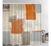 Batmerry Beige Abstract Art Decor Shower Curtain, Orange Painting Bathroom Decor Polyester Fiber Plastic Rings Quick-Drying Waterproof for Bathtubs/Bathroom, 72x72 inches (72SC)