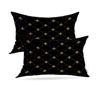 Batmerry Gold Black French 12x20 inch Set of 2,Flowers Golden Fleur De Lis Black and Gold from Art Double Sided Lumbar Throw Pillow Covers Sofa Decorative Pillowcase Cushion