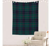 Batmerry Tartan Plaid Tapestry,Green Scottish Fabric Kilt Twill Woven Wall Art Hanging Decoration Polyester Fiber White Ruffled Around for Dorm Room Bedroom Living Room, 82.7x59.1 inches