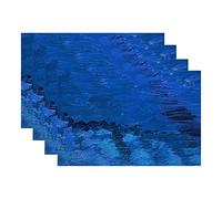 Batmerry Teal Royal Blue Decorative Placemats, Cornflower Blue Navy Blue Woven Burlap Modern Placemats for Dining Table Kitchen Table Round Table Farmhouse Wedding Decor Indoor Set of 4