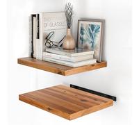 BATODA Étagères murales flottantes en bois d'acacia de 40,6 x 30,5 cm - Étagère murale rustique en bois d'acacia pour chambre à coucher, cuisine - Supports et matériel d'étagère inclus (couleur acacia