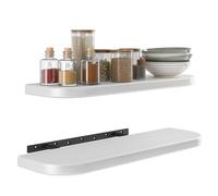 BATODA Étagères murales flottantes en bois d'acacia de 61 cm (bords arrondis) - Étagère murale rustique en bois de ferme pour chambre à coucher, cuisine - Supports et matériel d'étagère inclus (blanc,