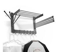 BATODA Étendoir à linge mural pour linge - Étendoir à linge pour le séchage du linge - Support mural pivotant pour serviettes - Gain de place dans la buanderie et la salle de bain (acier)