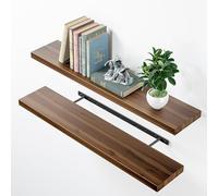 BATODA Lot de 2 étagères murales flottantes de 61 cm à fixation murale pour salle de bain, ferme, rustique en bois, chambre à coucher, cuisine, décoration d'intérieur - Supports et montage d'étagère