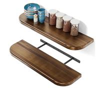 BATODA Lot de 2 étagères murales flottantes en acacia de 61 cm (bords arrondis) - Étagères murales flottantes en bois pour décoration de maison, cuisine, salle de bain - Supports et matériel inclus