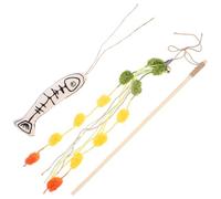 Bâton à Chat Interactif avec Poisson et Pompon en Bois | Catnip, Jeu Intérieur pour Chatons, Design Créatif, Distance Sûre, pour Foyers Multi-chats et Exercice Style Aléatoire