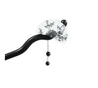 Bâton à cheveux, épingle à cheveux chinoise, nouvelles feuilles chinoises, glands en forme d'éventail double face, épingles à cheveux, vêtements de thé cheongsam minimalistes classiques en ébène, épin