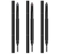 Bâton à sourcils 2 en 1, maquillage naturel avec brosse, crayon à sourcils imperméable double extrémité pour femmes (3 couleurs), 3 pièces
