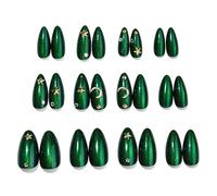 Bâton ABS brillant sur les ongles en forme d'amande, vert, polyvalent, utilisation pour événements de travail, œil de chat, faux ongles