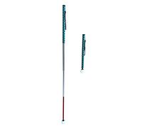Bâton Blanc 4 Sections pour Aveugle en Aluminium Télescopique, avec 2 Boule Tournante à Roulement