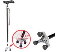 Bâton Canne de marche légère avec manche Béquilles 10 niveaux de hauteur réglables pour homme ou femme Canne pour handicapés et personnes âgées à 3 pattes Base pivotante Max. 120 kg ( Couleur : NOIR )