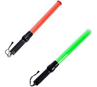 Baton de Circulation à LED Paquet de 2 Bâtons de Circulation de 21 Pouces Rouges Portables 2 Modes Clignotants Baguette de Baton de Signalisation LED à Piles pour Guides de Stationnement Con