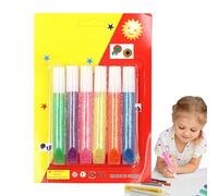 Bâton de colle arc-en-ciel, stylos à paillettes - Colle pailletée de précision lavable 6 pièces - Colle colorée Stylos à colle fine pour les amis de la famille Enfants