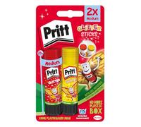 Bâton de colle Pritt, 2 bâtons de colle pailletés en rouge et jaune de 20 g chacun, colle sans solvant, adaptée aux enfants, pour l'art et les travaux manuels, colle pour l'école & le bureau