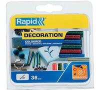 Rapid Bâtons de colle Ø7 x 90 mm Couleurs pailletées Vert, Rouge, Bleu 115 g Blister