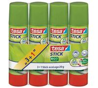 Bâton de colle - TESA - EcoLogo 3+1 - 20 g - 100% plastique recyclé - Inodore