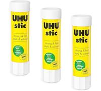 Bâton de colle UHU Stic - Sans solvant - Application transparente - 8G - Paquet de 3