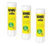 Bâton de colle UHU Stic - Sans solvant - Application transparente - 8G - Paquet de 3