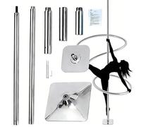 Bâton de danse pour la maison, modes rotatifs/statiques professionnels de 45 mm, réglable de 2,7 à 3,7 m, installation sans dommage, acier chromé, charge maximale 181,4 kg