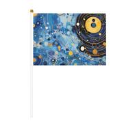 Bâton de drapeau portable avec imprimé abstrait rétro coloré pour décoration d'événements, utilisation polyvalente, activités de groupe