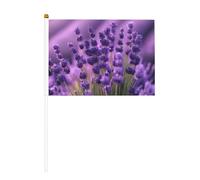 Bâton de drapeau portable imprimé champs de lavande violet pour décoration d'événements, utilisation polyvalente, activités de groupe