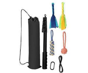 Bâton de flirt pour chien - Bâton de flirt pour chien - Tige de jeu réglable, baguette de jeu en plein air pour animaux de compagnie | Jouet à tirer pour chien avec 2 cordes en coton à mâcher, jouet