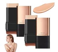 Bâton de fond de teint anti-rides de luxe 2 en 1, bâton de fond de teint coréen Flawless Eraser, bâton de maquillage à double tête, bâton de fond de teint hydratant léger avec brosse (02# 2Pcs)