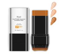 Bâton de fond de teint avec pinceau, SPF 50, hydratant, anti-rides, non adhésif, finition mate, protection solaire pour le visage et le corps, taille de voyage, bâton de soins de la peau (foncé)