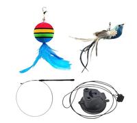 Bâton de jouets pour chat - Jouets pour chats d'intérieur adultes, jouet interactif d'entraînement pour chat avec 5 accessoires | Baguette interactive pour chat | Teaser portable à ventouse et support
