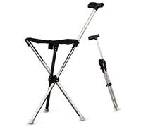 Bâton de marche avec siège pliable, léger 150 kg pour personnes âgées, adapté aux voyages, bâton de marche et tabouret 2 en 1, hauteur réglable et design antidérapant