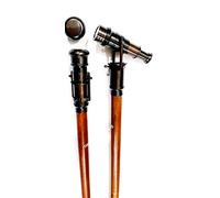 Bâton de marche en bois marron de style nautique vintage caché avec poignée télescope en verre rustique, vintage, décoration d'intérieur, cadeaux