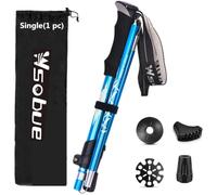 Bâton de Marche Pliable, Bâton de Randonnée Téléscopique en Aluminium Ultra Léger Bâton de Ski pour Hommes Femmes (Bleu 1 Bâton)