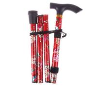 Bâton De Marche Pliant Réglable 84-93cm, Robuste Imprimé Voyage Cinq Sections À Motifs, Béquille Antidérapante, Canne Sport De Plein Air Randonnée