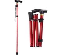 Bâton De Marche pour Les Personnes âgées Canne De Marche pour Femmes Et Hommes Section Rétractable Bâton De Trekking Extérieur Pliant Béquille Pliante Pratique Canne, Red