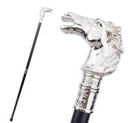 Bâton de Marche Silver Horse Avec Tête de Cheval Décorée, Manche Amovible Antidérapant, pour Collection de Cosplay ou Décoration 93 Cm