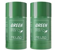 Bâton de masque au thé vert pour le visage, bâton de masque nettoyage en profondeur sans pores, dissolvant points noirs, nettoyage en profondeur des pores, hydratant et contrôle de l'huile (2 pièces)