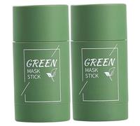 Bâton de masque vert, 2 bâtons de masque au thé vert avec extrait thé, dissolvant points noirs pour nettoyer les pores et améliorer le teint général, pour tous les types peau, hommes et f