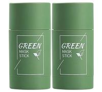 Bâton de masque vert, 2 bâtons de masque au thé vert avec extrait thé, dissolvant points noirs pour nettoyer les pores et améliorer le teint général