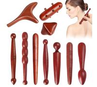 Baton de Massage, 10 Pièces Réflexologie Bâton En Bois, Thai Massage Bâton En Bois, Kit de Massage Pour Jambe épaule Dos Relaxation