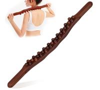Baton de Massage Bois 31 Perles - Masseur Anti Cellulite Manuel à 3 Rangées - Accessoire de Massage Guasha Corps Complet avec Perles Polies et Poignée Antidérapante.