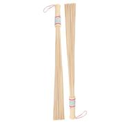 Bâton de Massage du Dos 2 Pièces en Bambou Jaune, Outil Portable | Fouet Bambou, Grip Confortable, Design Élégant, pour Fatigue et Usage Quotidien, Lot Pratique de Deux