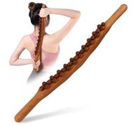 Bâton de Massage en Bois de Guasha, Outil de Massage avec 31 Perles de Massage, Masseur pour Drainage Lymphatique, Outil de Massage de Grattage pour Sculpture du Corps et Libération des Fascias