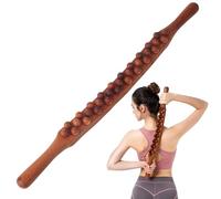 Bâton de massage Gua Sha en bois, bâton de grattage en bois avec 31 perles de massage, l'abdomen, les épaules, la nuque, les jambes, les bras.