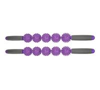 Bâton de Massage Rouleau Cinq Boules Tiges de Fascia Spiky Masseur de Relaxation Musculaire Portable pour Gymnase Entraînement à Domicile Récupération PVC Violet 52 cm 2 Pièces