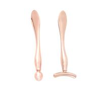 Bâton de Massage Yeux 2 Pièces en Alliage de Zinc, Mini Portable | Cuillère Cosmétique pour Visage, Aide à L’absorption, Usage Facile, Design Compact, Or