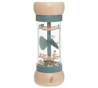 Jollein Jouet de Pluie en Bois pour bébé à partir de 0 Mois - avec Scooter et Motif hélicoptère - Favorise Les Sens et la motricité - Vert lac/Beige